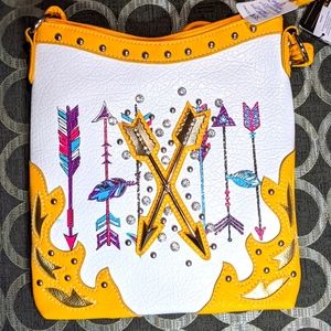 Feather and arrow crossbody bag